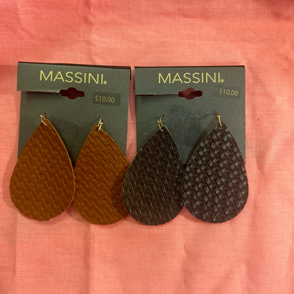 NWT 2 Pairs of Brown Faux Leather Earrings
